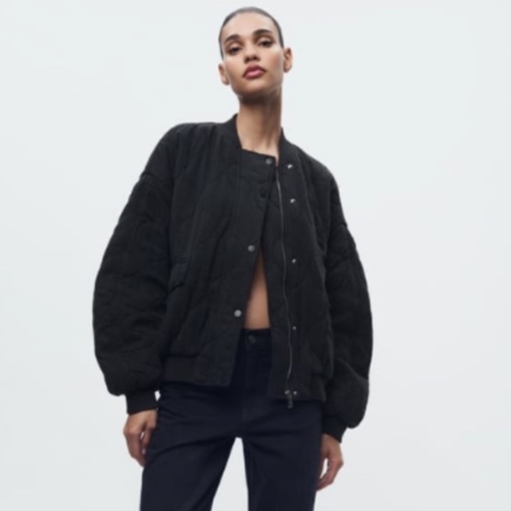 Zara Oversized Quilted Bomber Jacket
